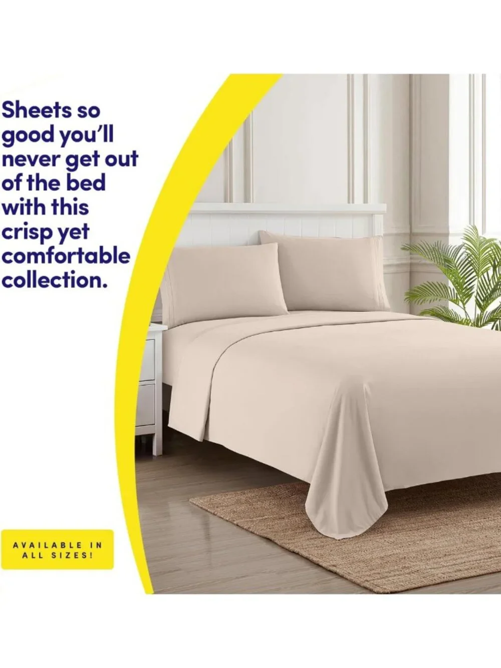 Luxury Queen Sheet Set - Extra Soft Beige Cream Bed Sheets & Pillowcases, Deep